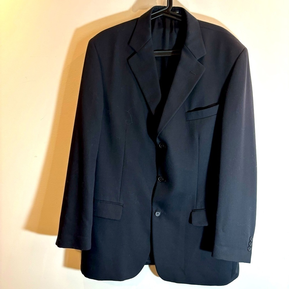 MOORES LINEAGE Sz 44 Long 100% Pure Wool Lined Union Made 3 Button Blazer Jacket